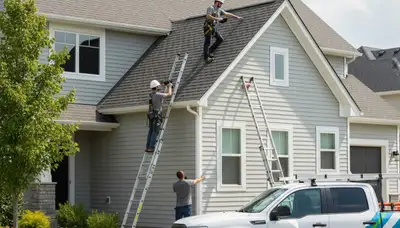 Seattle, WA roofing contractor inspecting roof for moss, leaks, and storm damage on a home