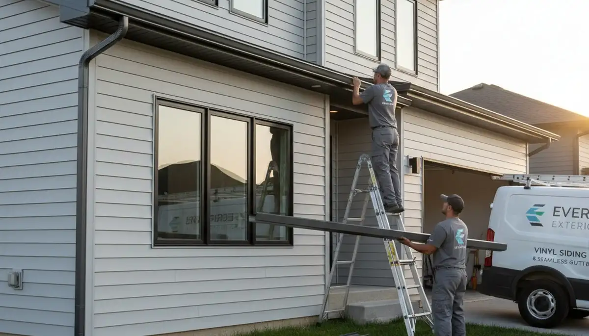 Seamless gutter installation on vinyl-sided home in Seattle, WA by Next Level Exteriors