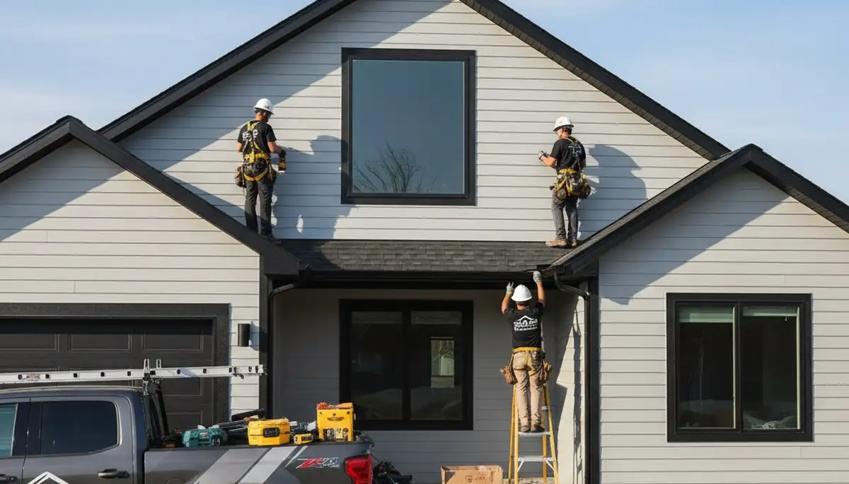 Vinyl siding contractors installing skylight on Seattle WA home exterior for Next Level Exteriors