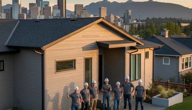 Professional vinyl siding contractors in Seattle WA installing durable home exterior panels