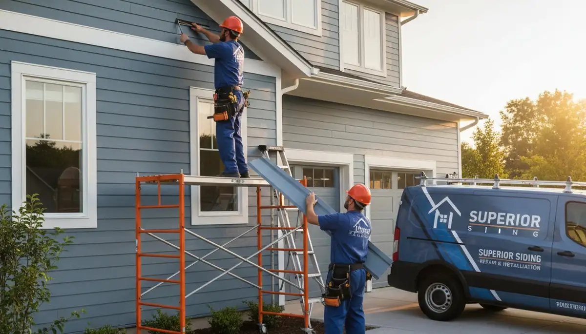 Vinyl siding repair on Seattle WA home exterior by Next Level Exteriors contractors