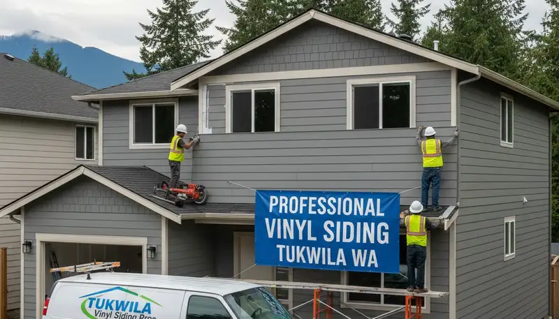 Professional vinyl siding contractors in Seattle WA installing durable home exterior panels