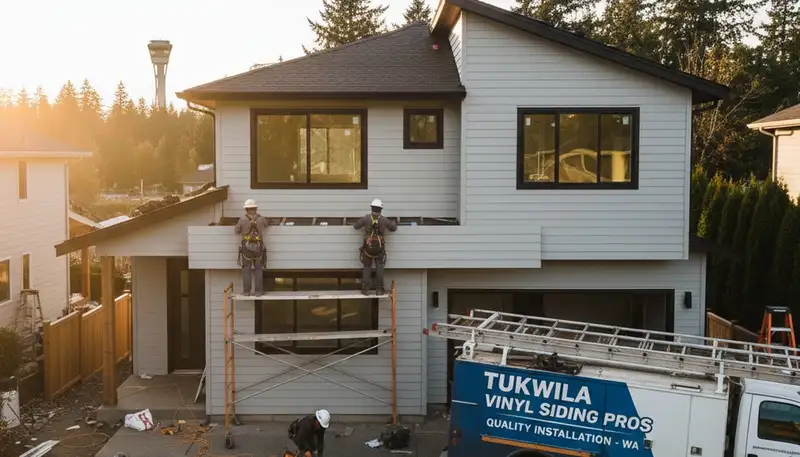 Professional vinyl siding contractors in Seattle WA installing durable home siding